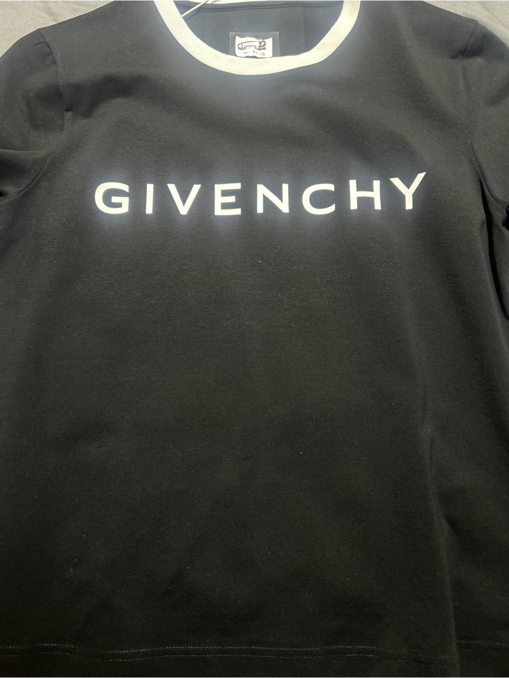 Givenchy Black T-Shirt with White Logo and Trim